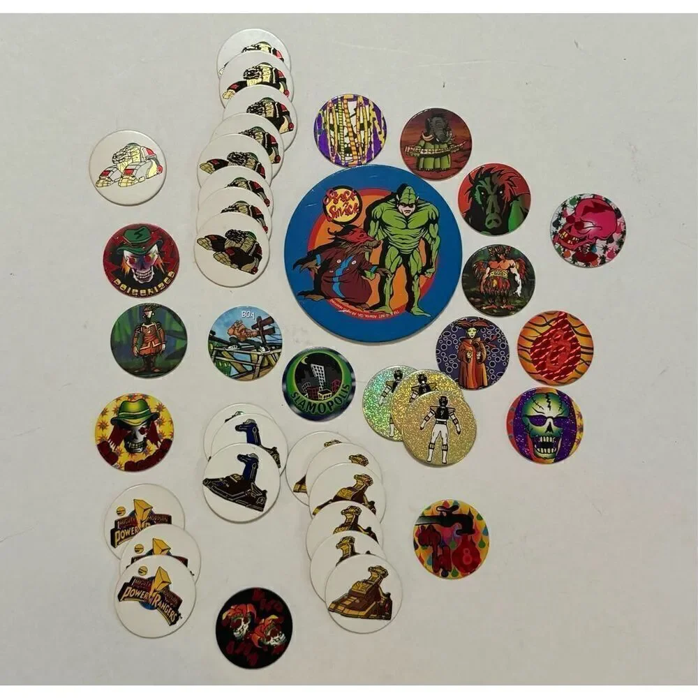 Mixed Lot Vintage Pogs - 1990’s Mighty Morphin Power Rangers MMPR + Slammer Pad